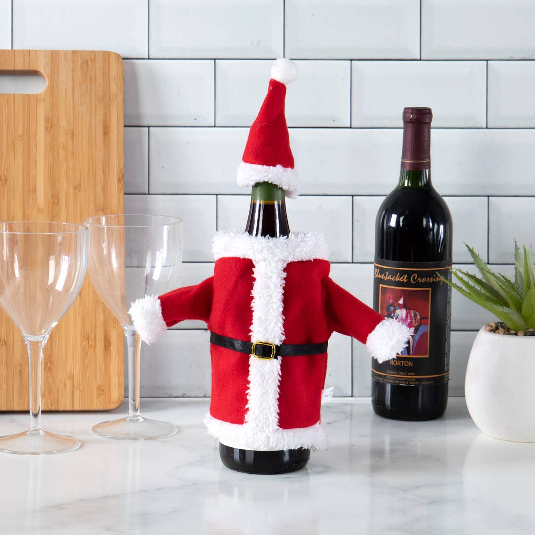 SANTA SUIT WINE BOTTLE DECOR