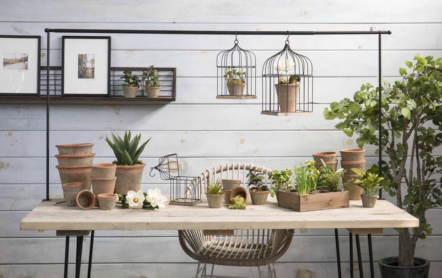 Square Metal With Wood Display