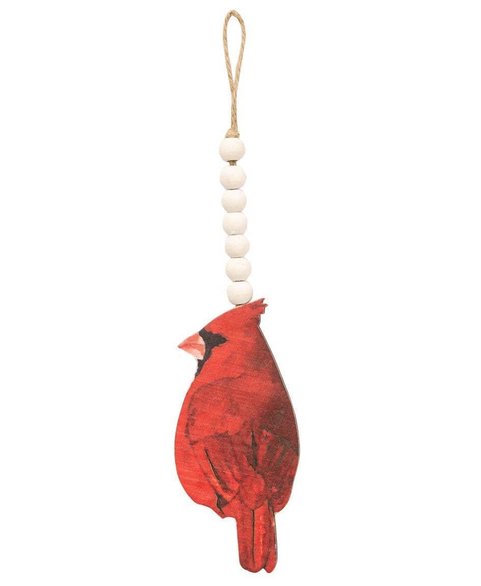 Wooden Beaded Cardinal Christmas Ornament, 2 Assorted