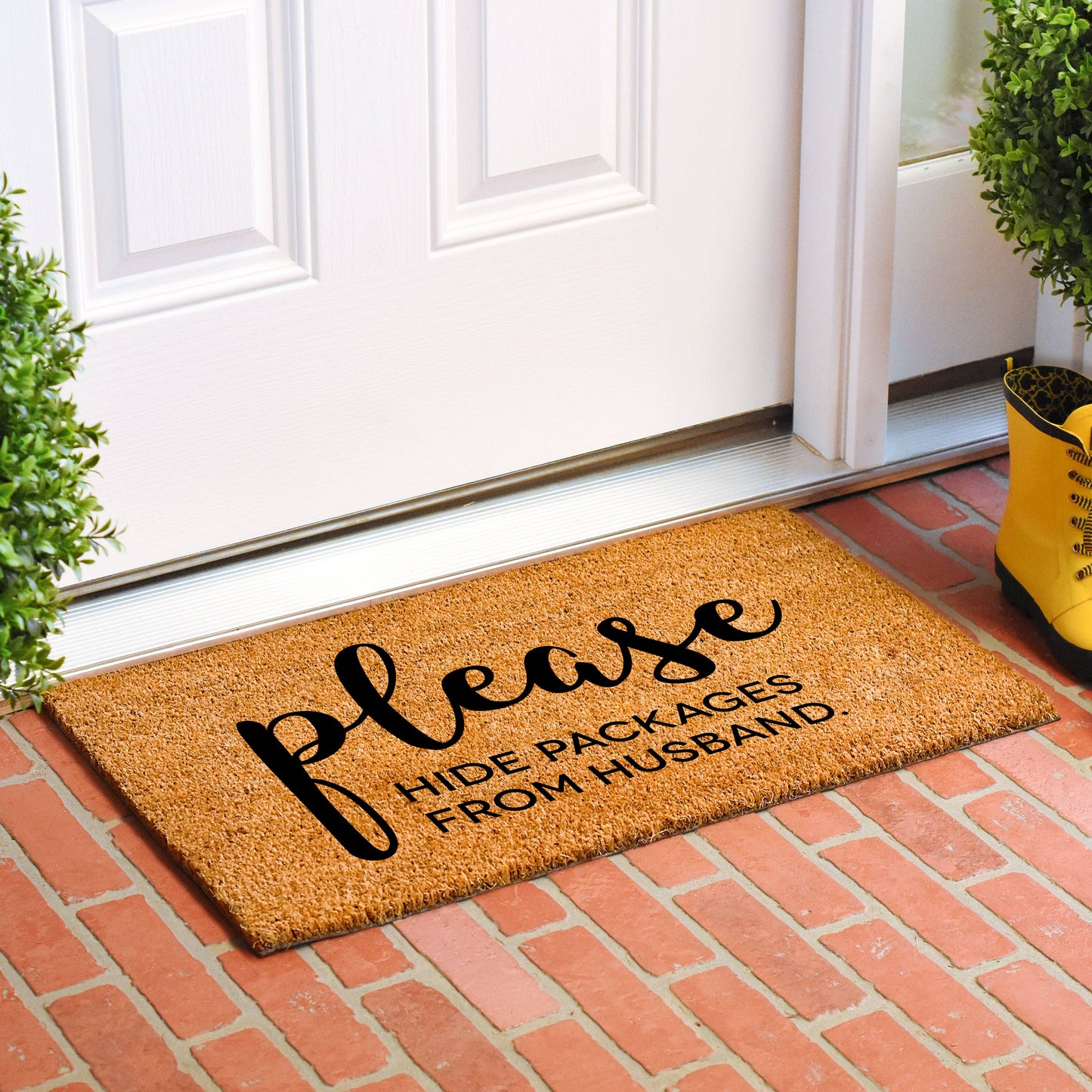 Hide Packages From Husband Christmas Doormat: 17 x 29