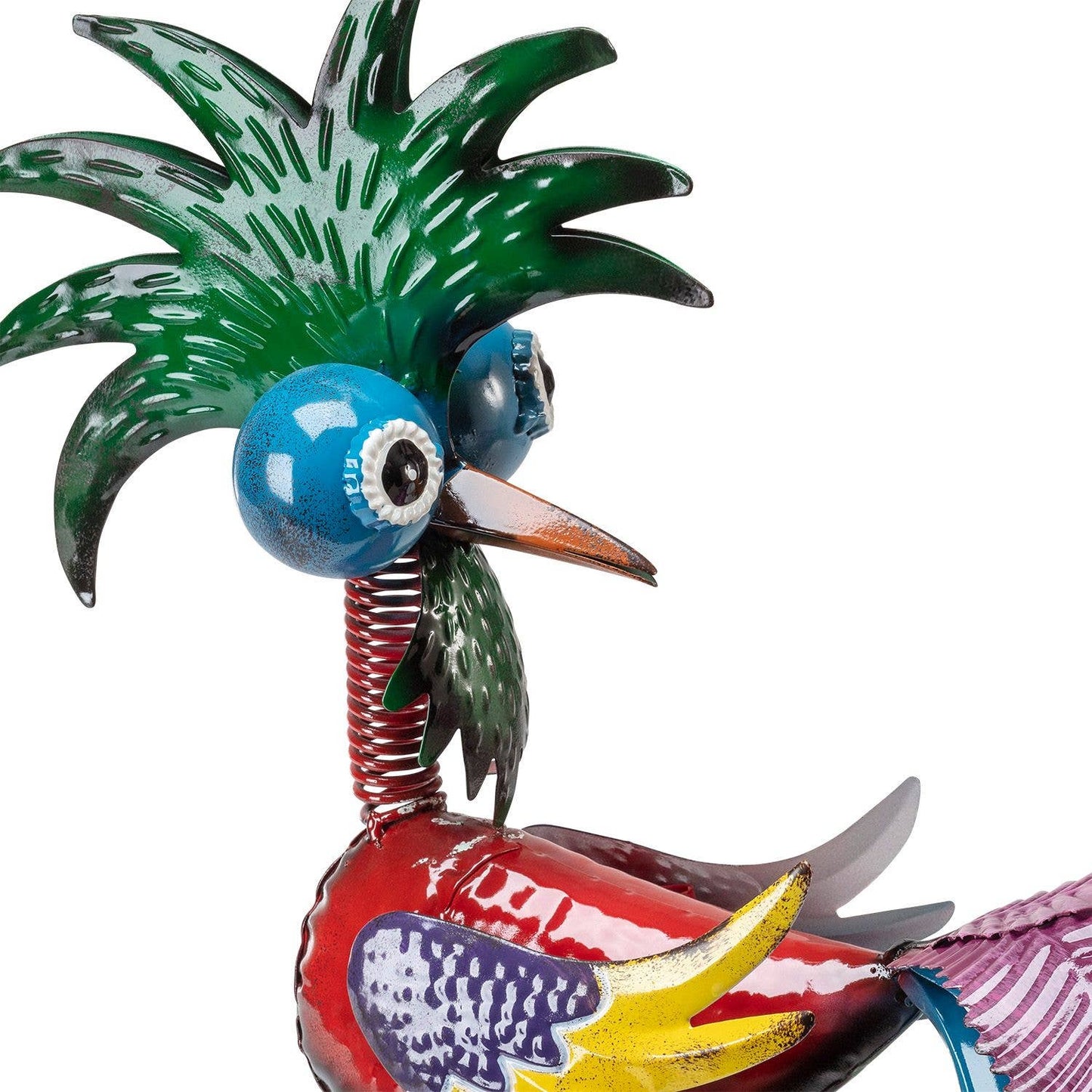 Alpine Metal Wacky Tropical Rooster Décor with Blue Tail