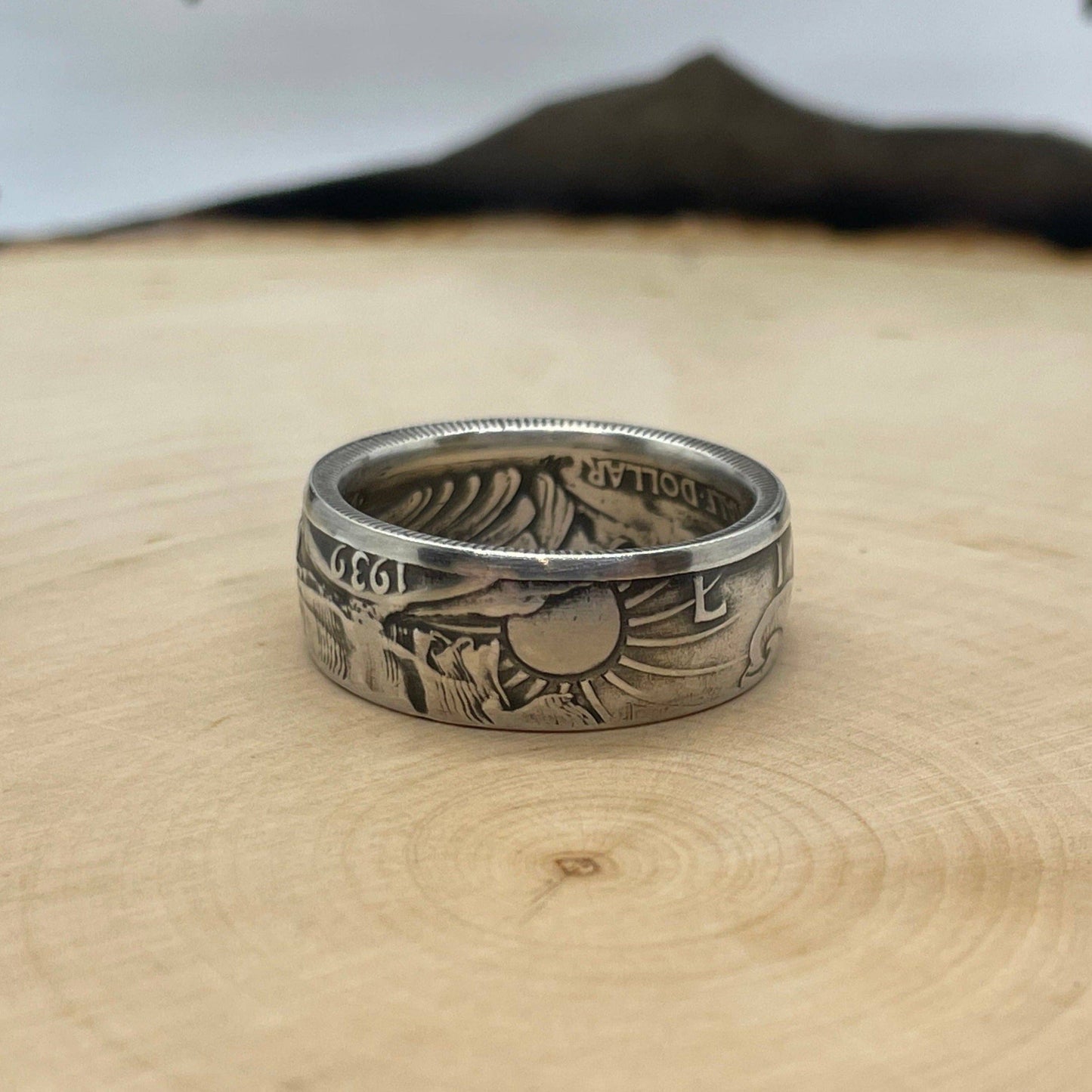 Walking Liberty Silver Half Dollar Coin Ring: 12 / Patina