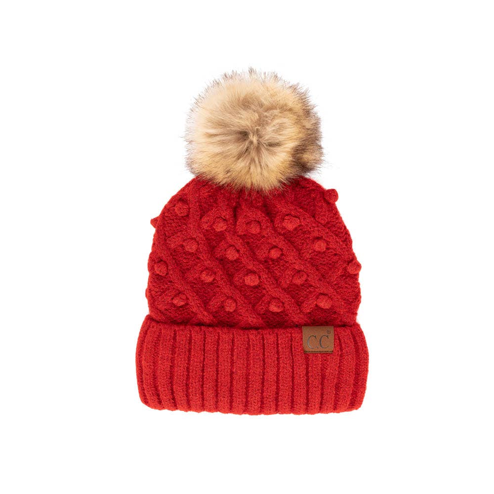 C.C Bobble Beanie Hat: Moss