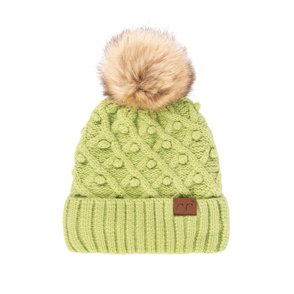 C.C Bobble Beanie Hat: Moss