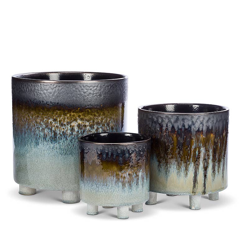 Sm Ombre Glaze Planter w/Feet-6"H