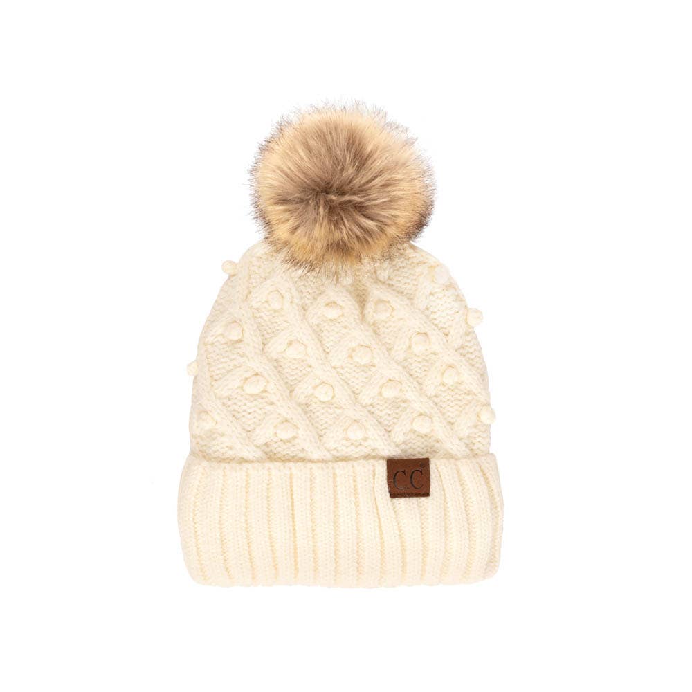 C.C Bobble Beanie Hat: Moss