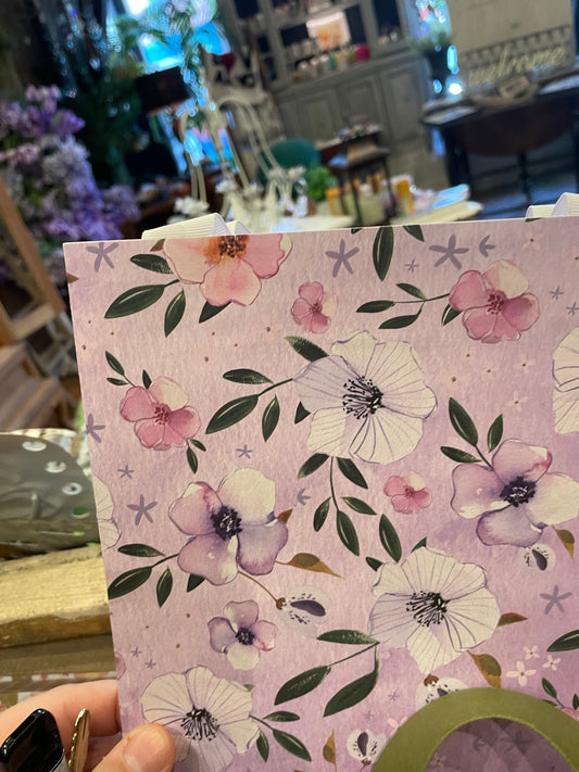 Purple with white poppy flower gift bag