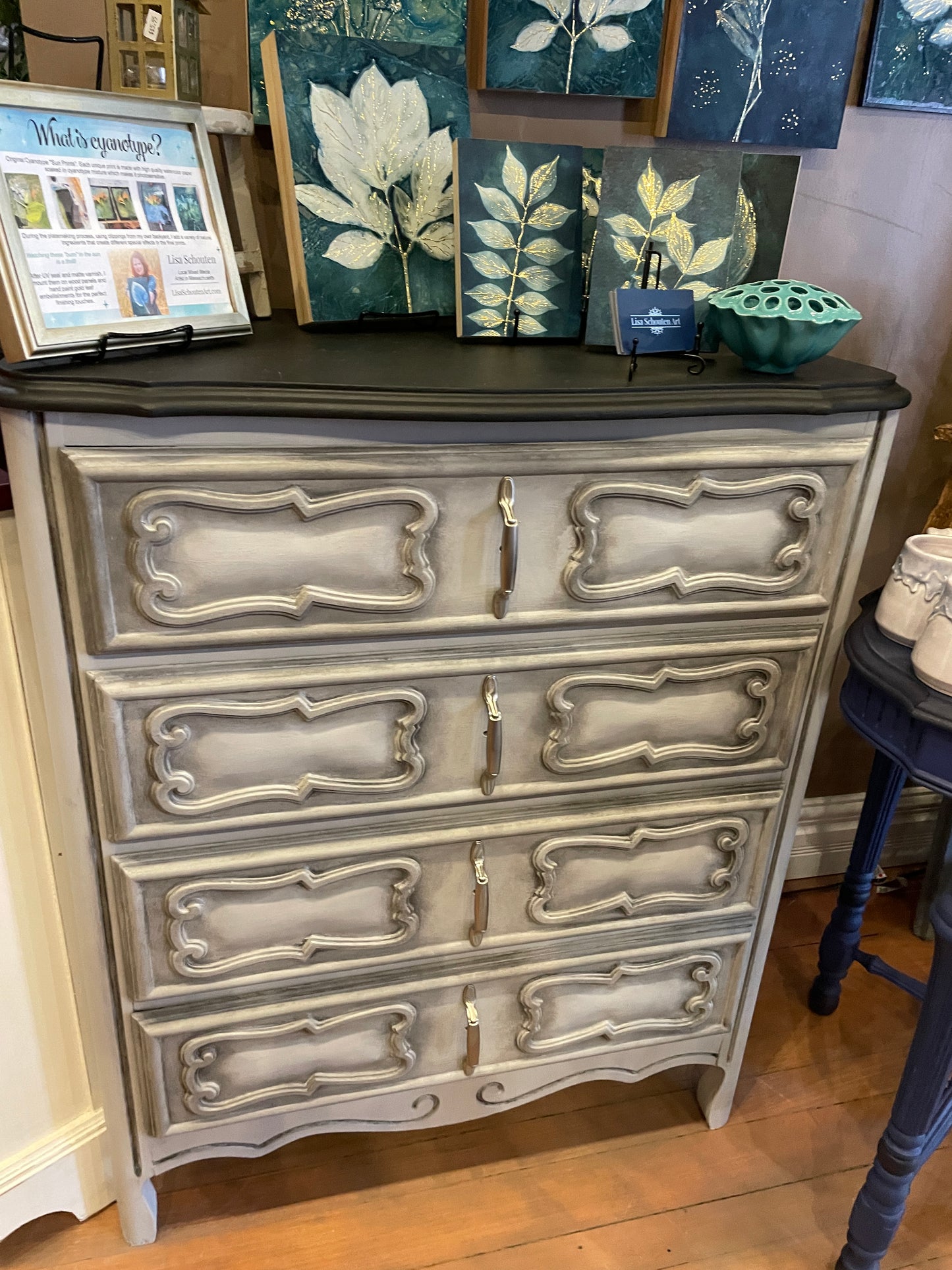 Grey with Black Top Dresser R-101