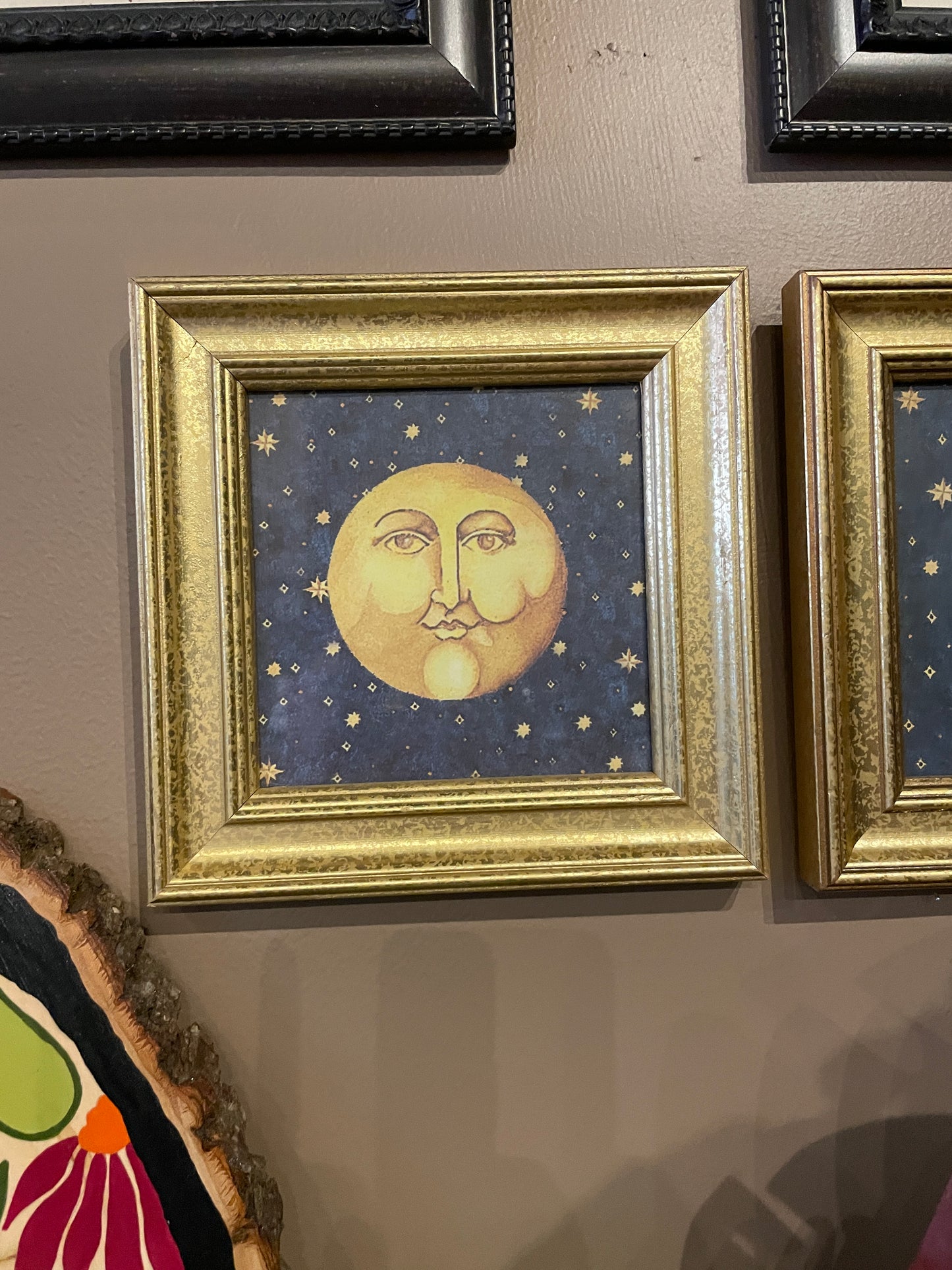 Sun or Moon Picture small gold frame