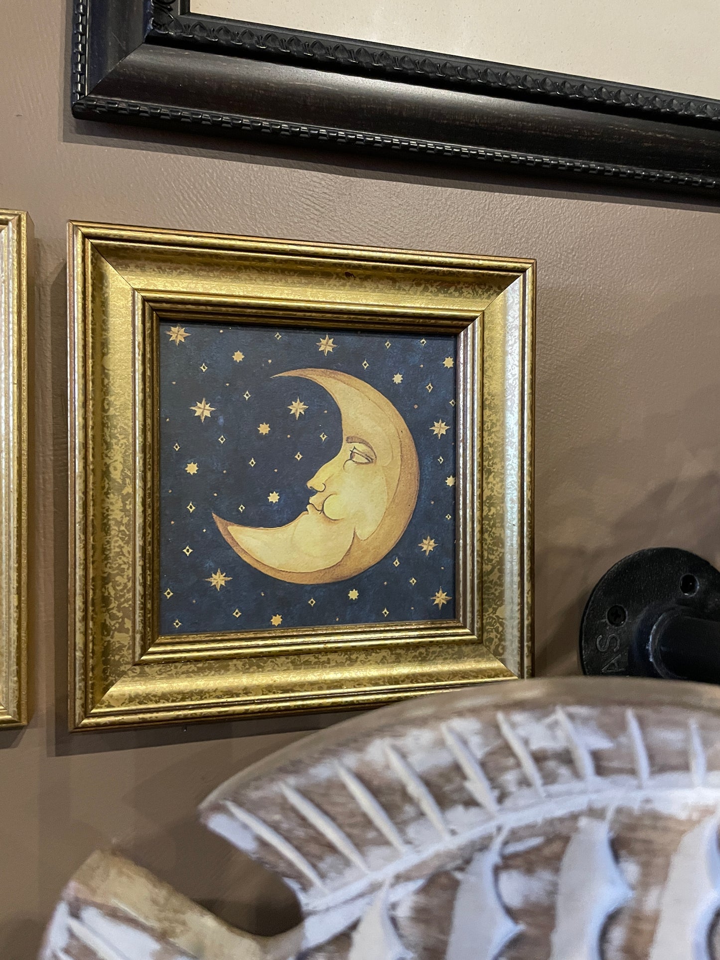 Sun or Moon Picture small gold frame