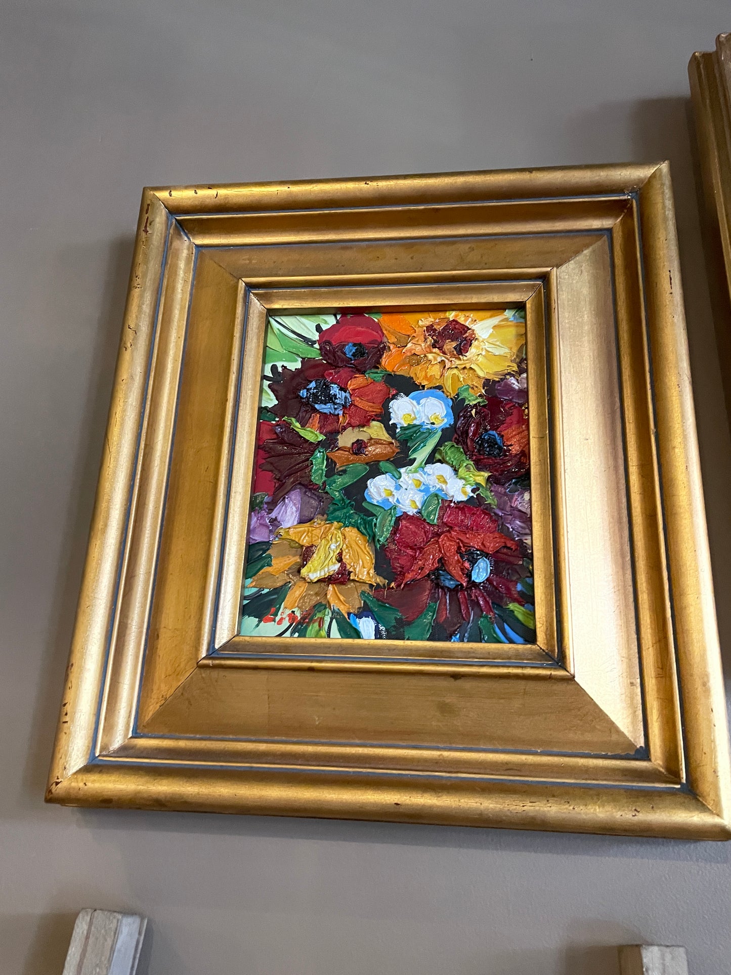 Modern Oil Floral Gold Frame Picture