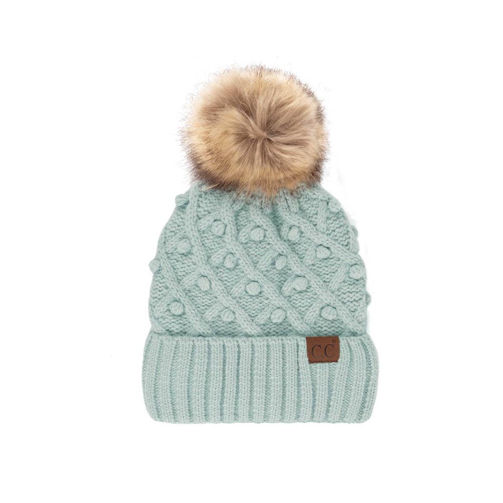 C.C Bobble Beanie Hat: Rose