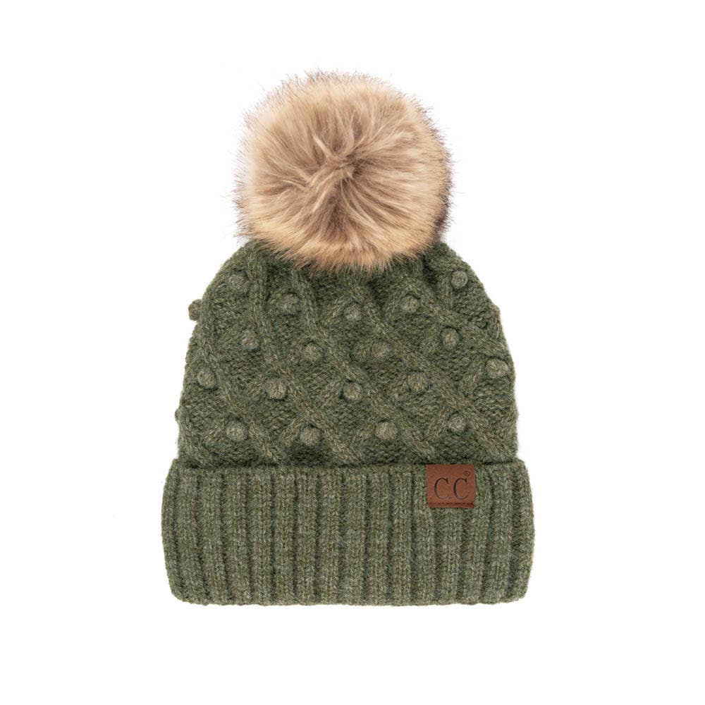 C.C Bobble Beanie Hat: Rose