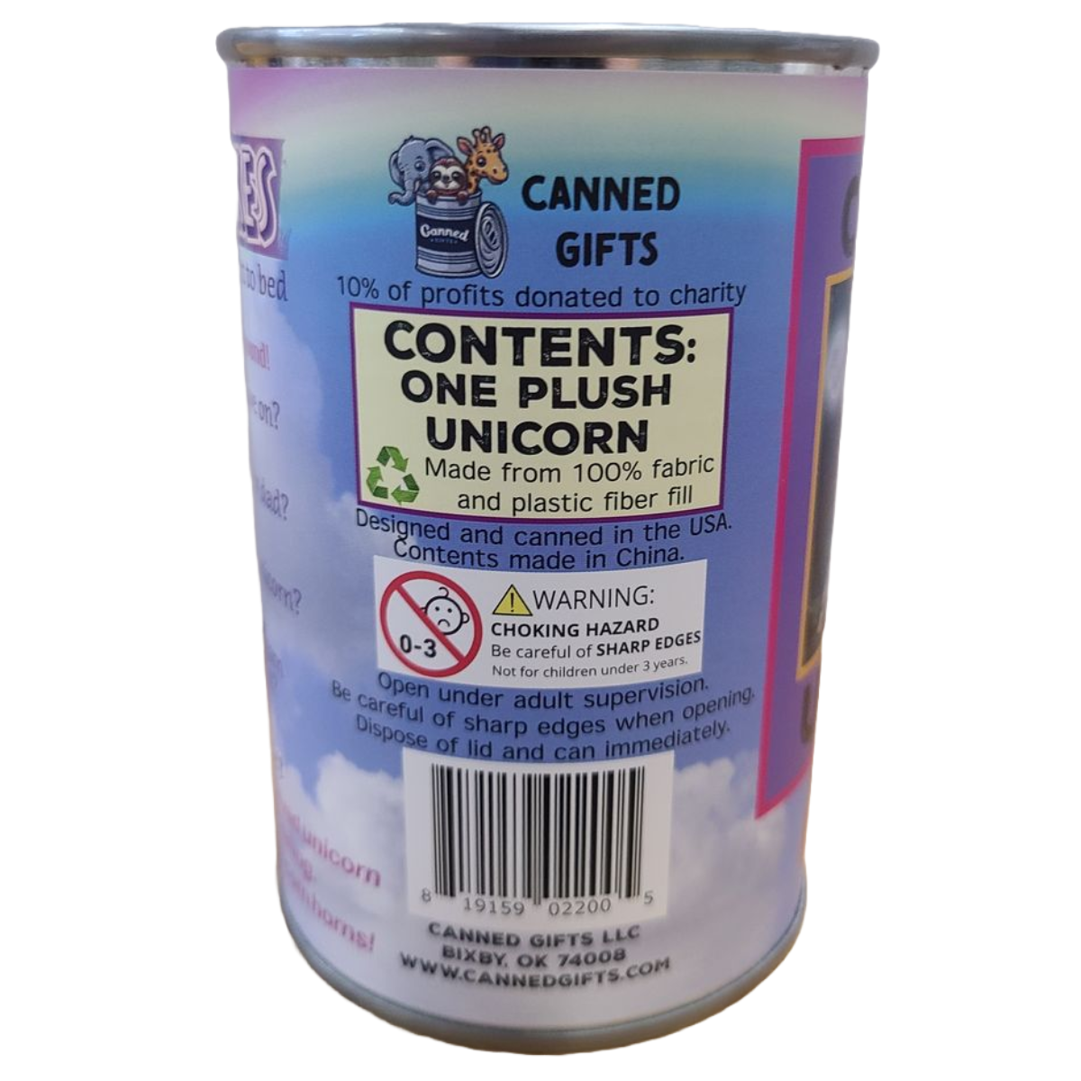 Canned Unicorn | Stuffed Animal Plush w/Fun Jokes|Starlight: Standard Lid