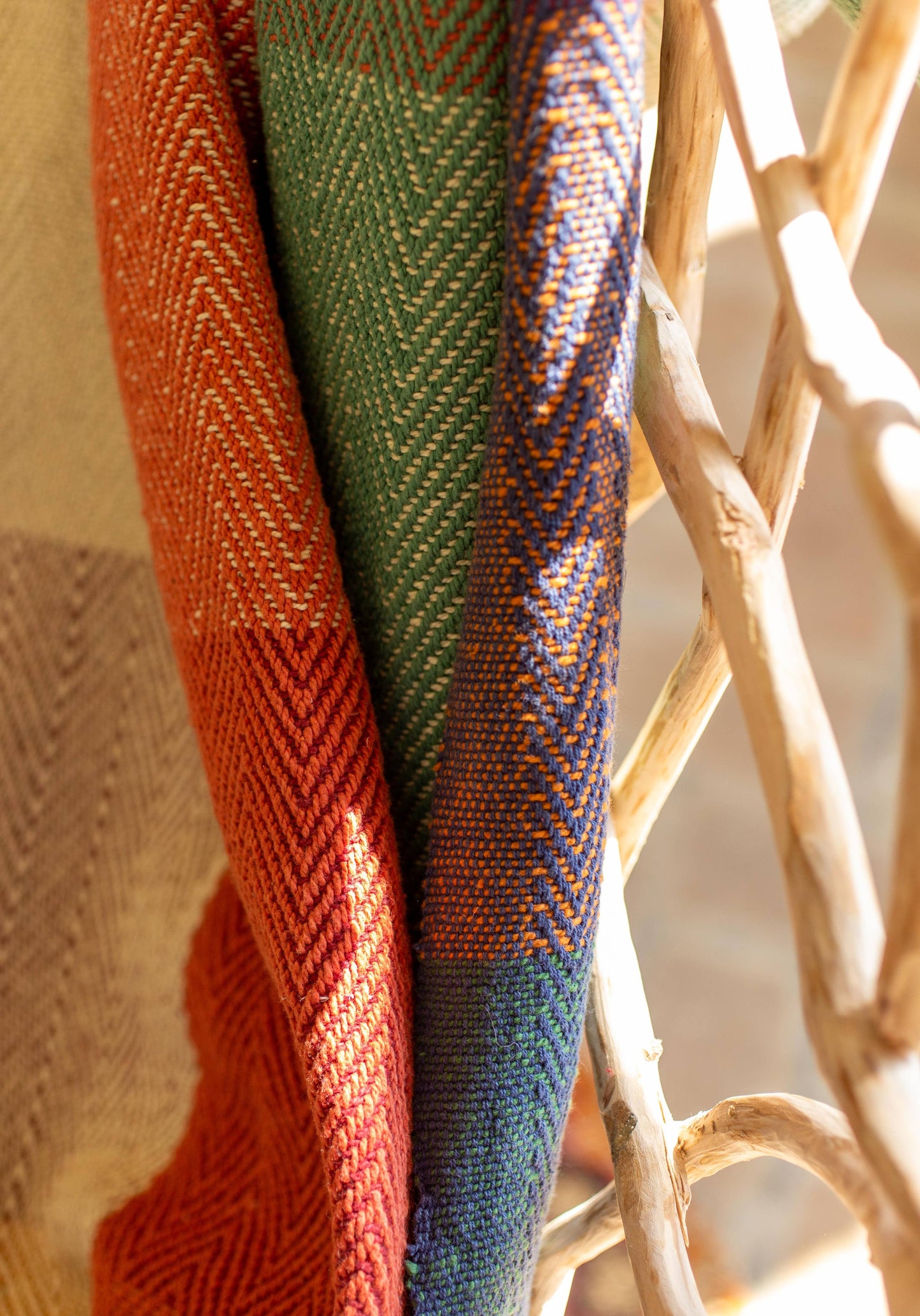 Check Herringbone Multicoloured Throw - 100% Cotton: 150 x 200cm