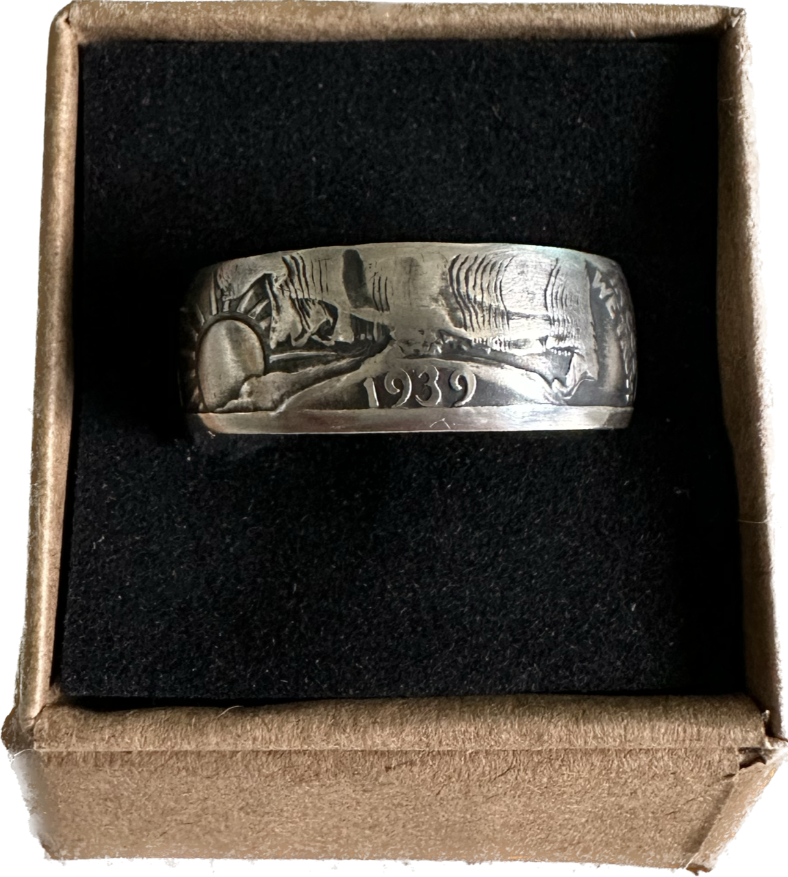 Walking Liberty Silver Half Dollar Coin Ring: 12 / Patina