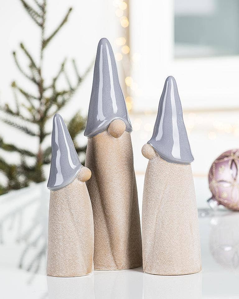S/3 Grey Hat Gnomes-6.5-10"H