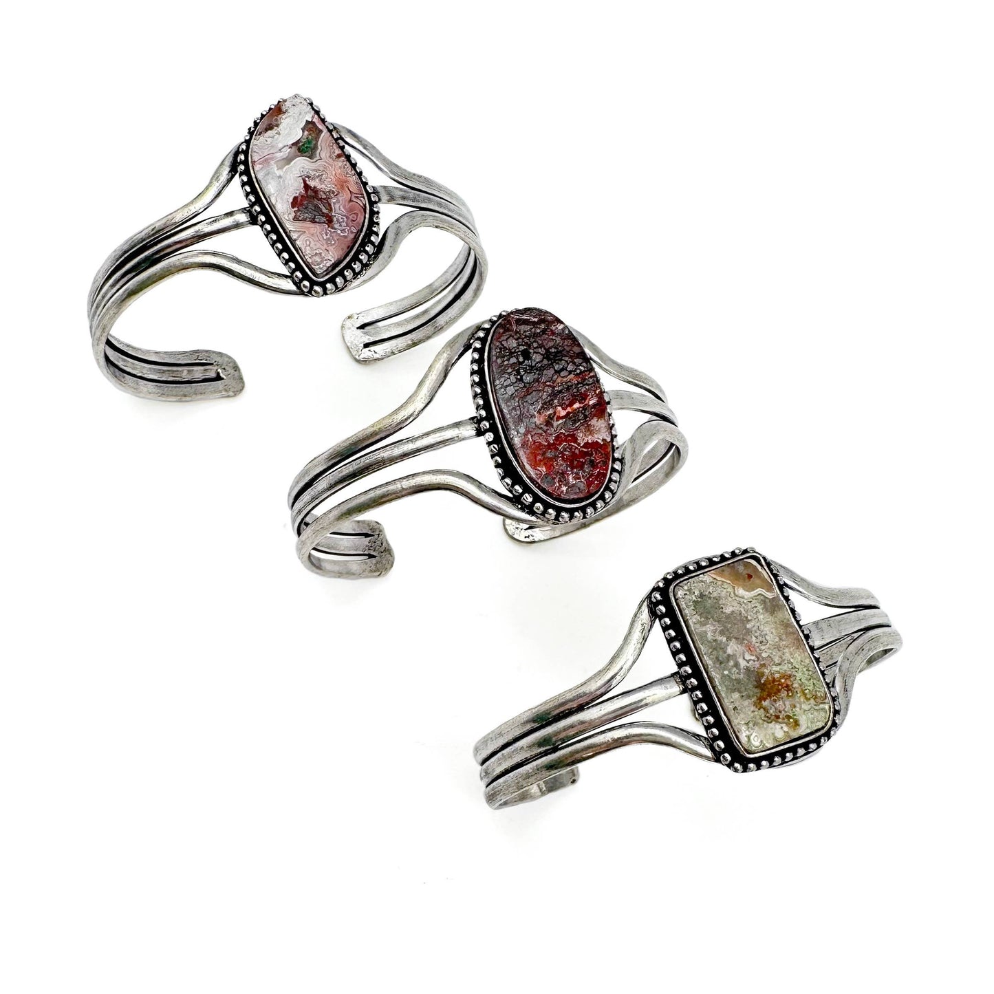 Kashi Semiprecious Stone Cuff - Crazy Lace Agate