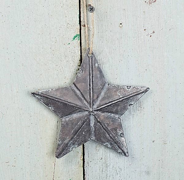 Metal 3D Star Ornament-Distressed Gray-