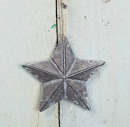 Metal 3D Star Ornament-Distressed Gray-