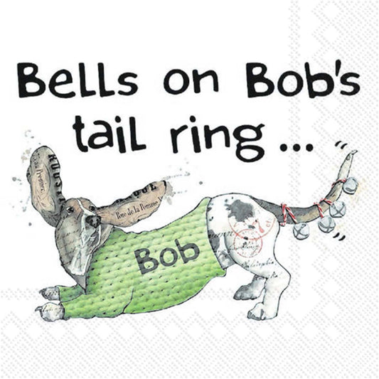 Paper Cocktail Napkins 20 ct Bells On Bobs Tail Christmas