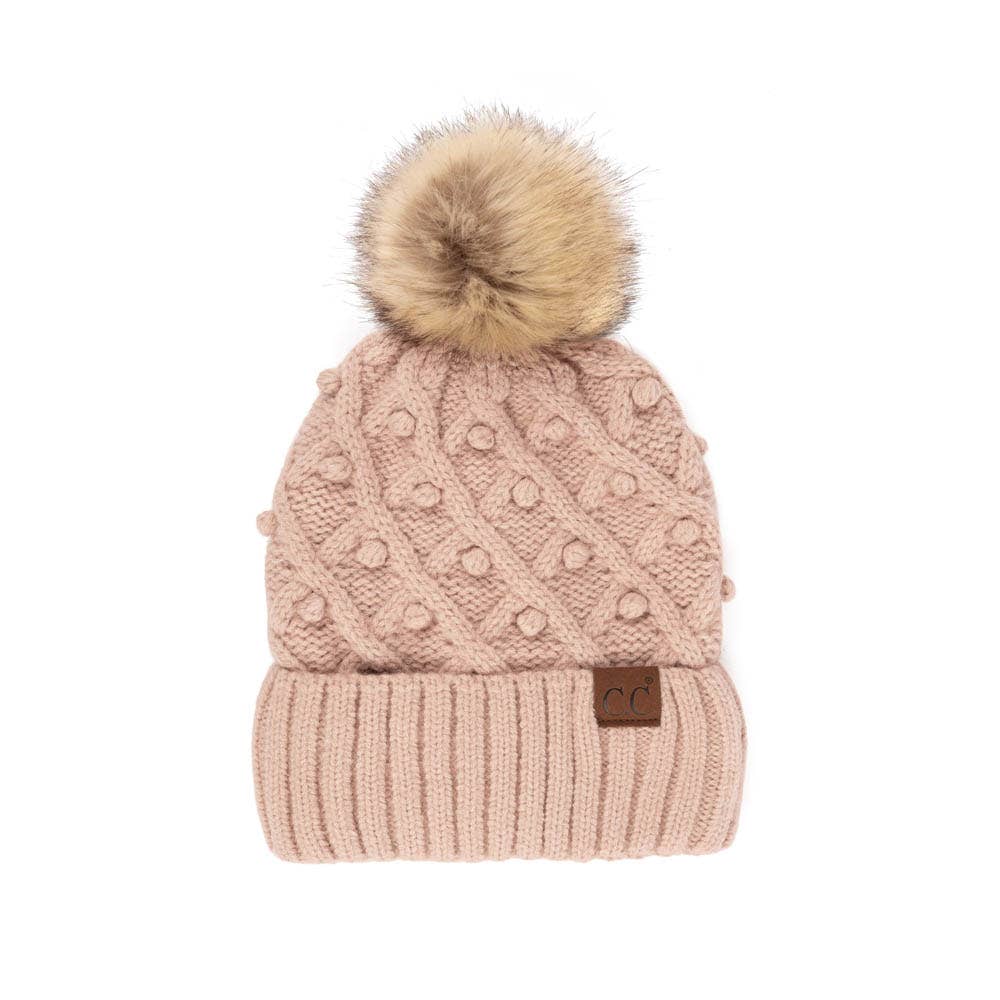 C.C Bobble Beanie Hat: Rose