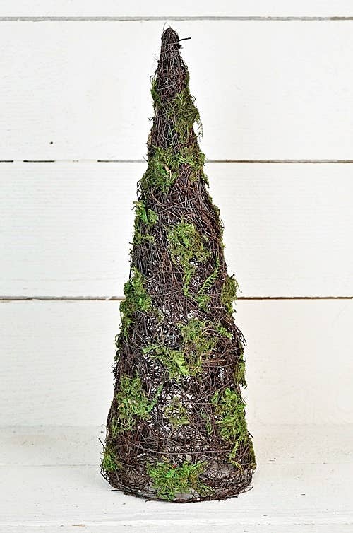 16inH Mossy Rattan Twig Cone Tree-