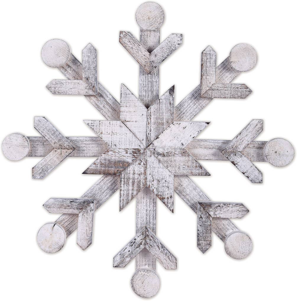 White Wood Snowflake 14"