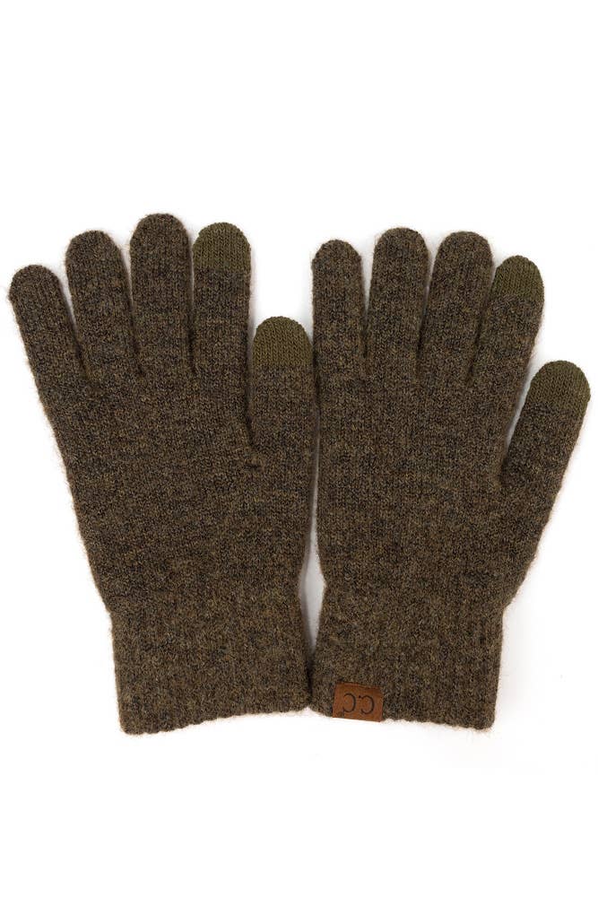 C.C Heather Knit Plain Gloves Heather Wine