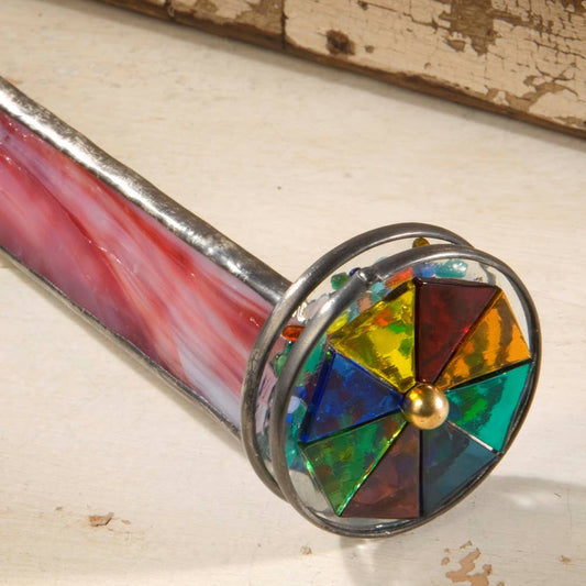 Kaleidoscope Red Opalescent Stained Glass Art Kal 107