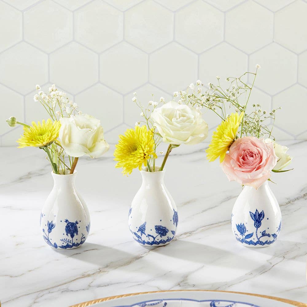 Blue Willow Ceramic Bud Vase