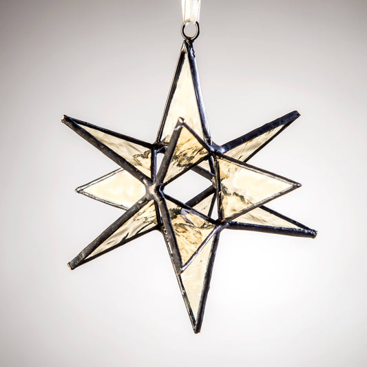 Moravian Star Antique Yellow Stained Glass Chrismas Ornament