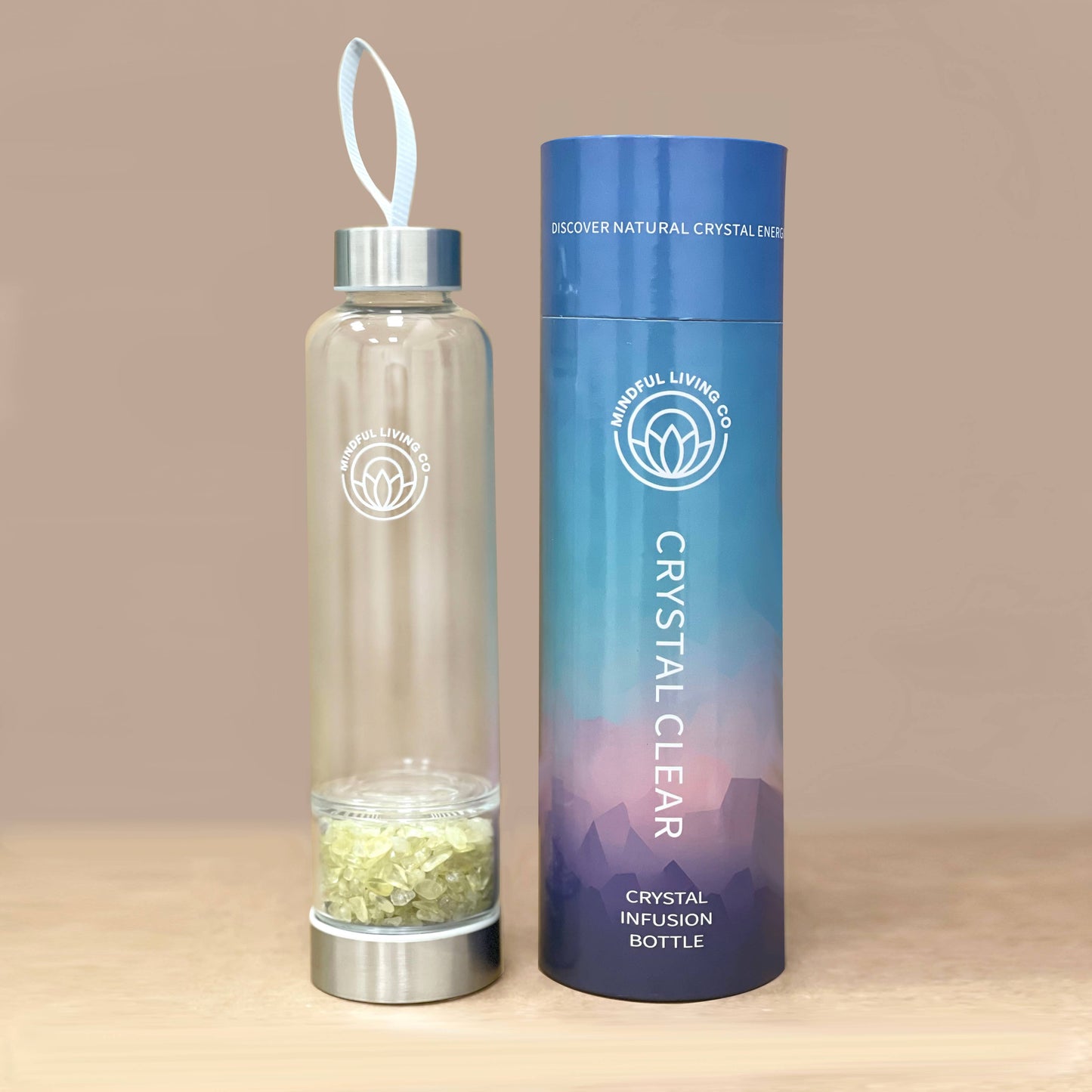 Crystal Clear Jar Water Bottle - Citrine