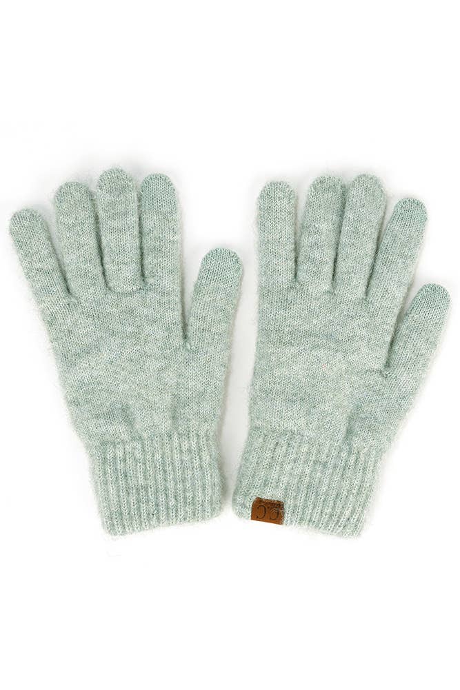 C.C Heather Knit Plain Gloves Heather Mint
