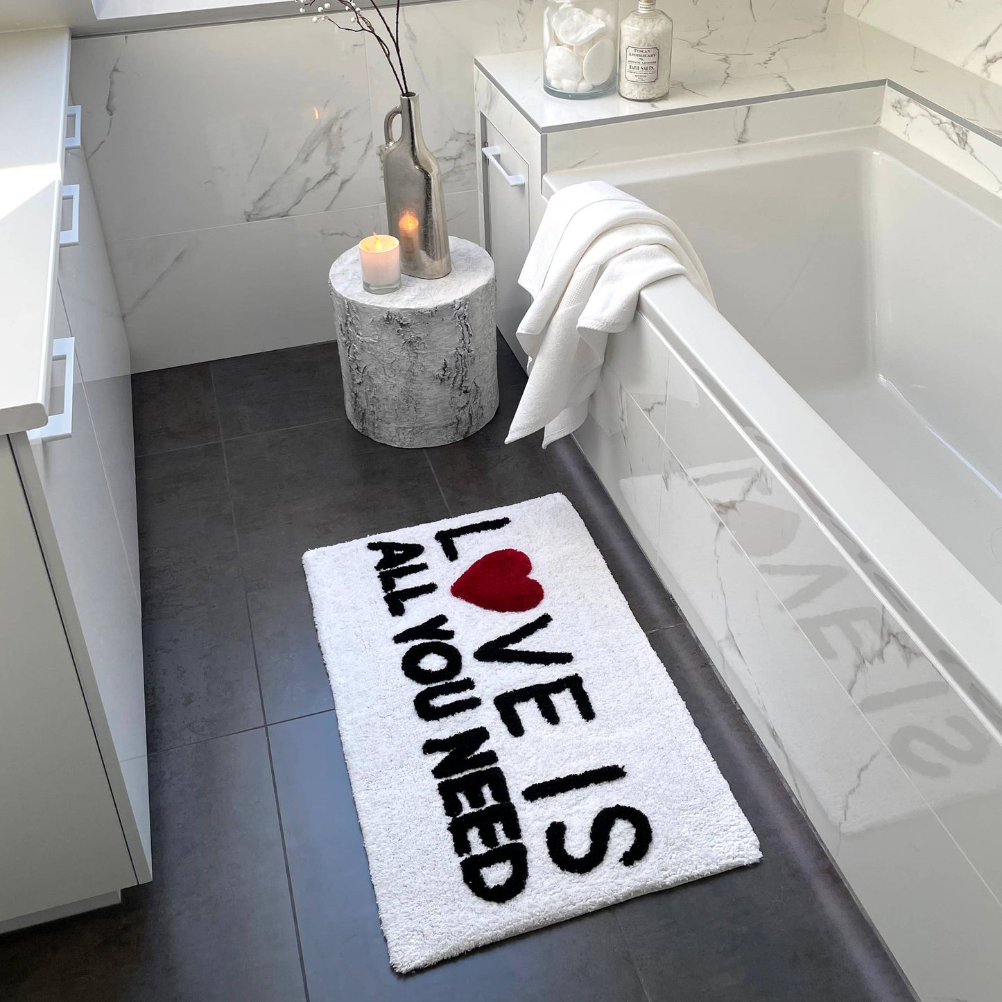 Love Is All You Need Slogan Bath Mat