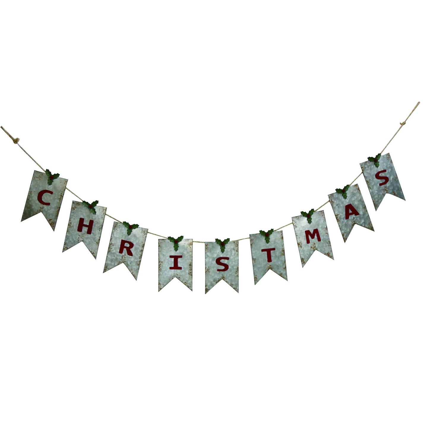 Metal 68 in. Silver Christmas Galvanized Banner
