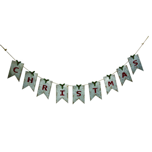 Metal 68 in. Silver Christmas Galvanized Banner