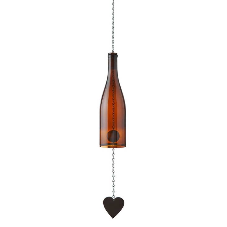 Wind Chimes Made From Glass Wine Bottles with Copper Trim