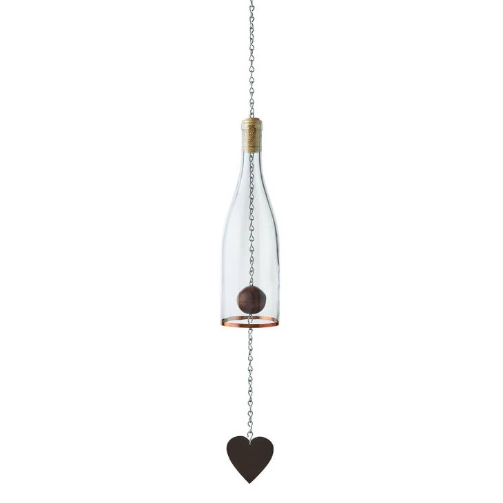 Wind Chimes Made From Glass Wine Bottles with Copper Trim