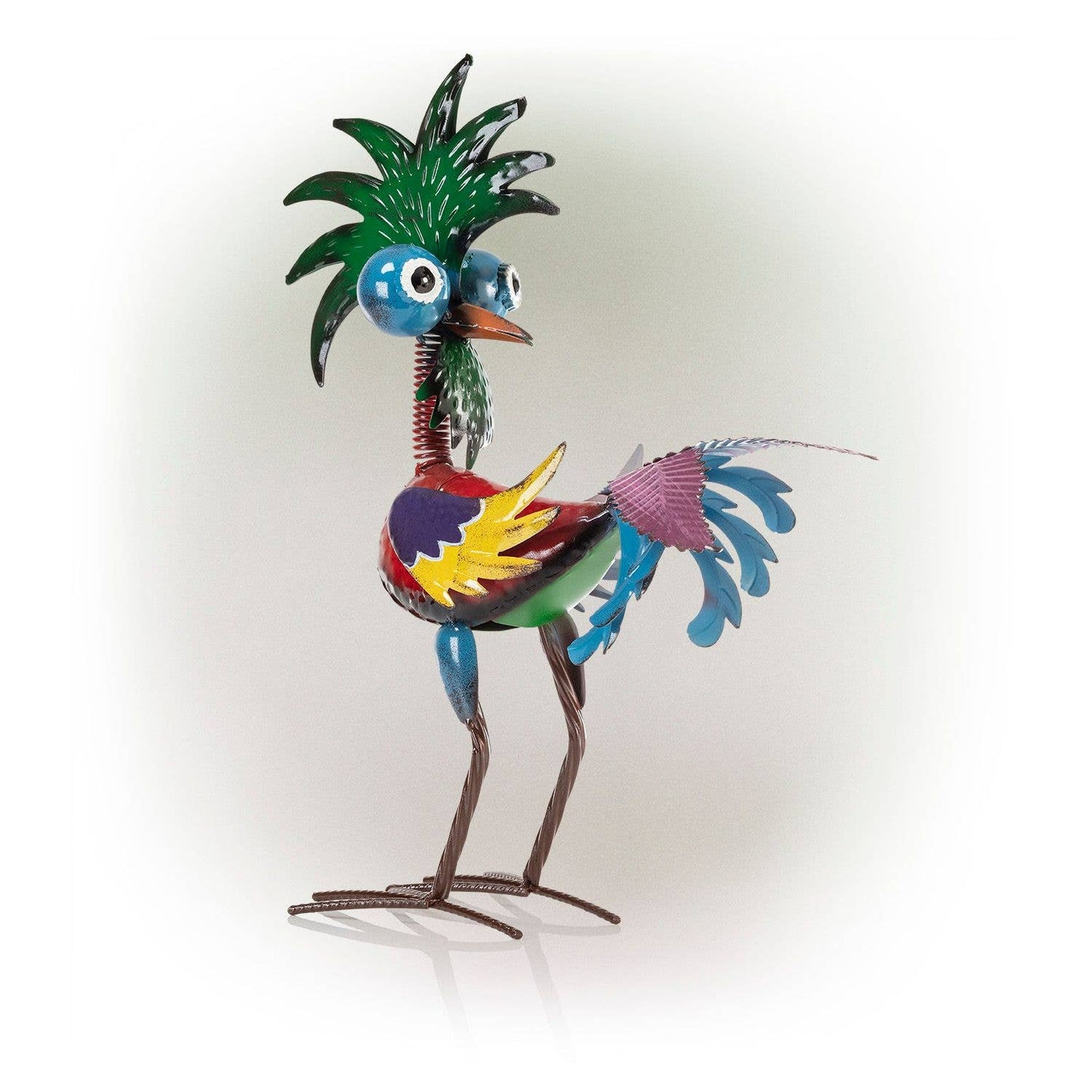 Alpine Metal Wacky Tropical Rooster Décor with Blue Tail
