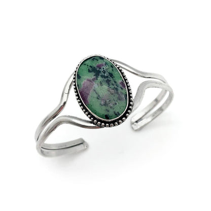 Kashi Semiprecious Stone Cuff - Ruby Zoisite