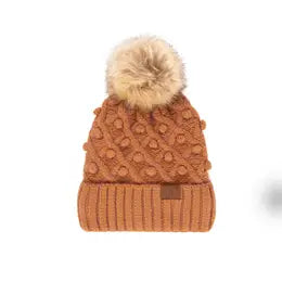 C. C. Bobble Beanie Hat: Ginger Brown