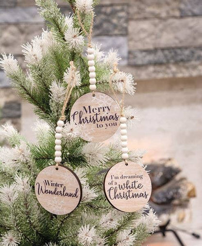 Beaded Snowflake Sayings Christmas Ornament, 3 Assorted