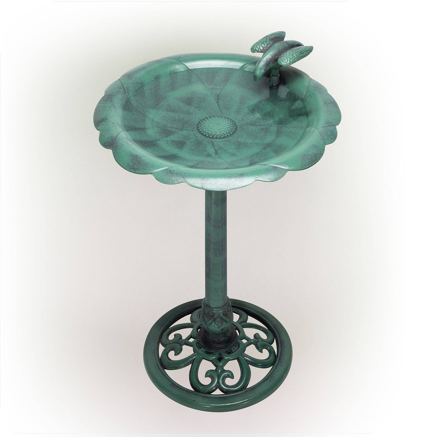 Alpine Corporation Flower Birdbath with Bird Decoration
