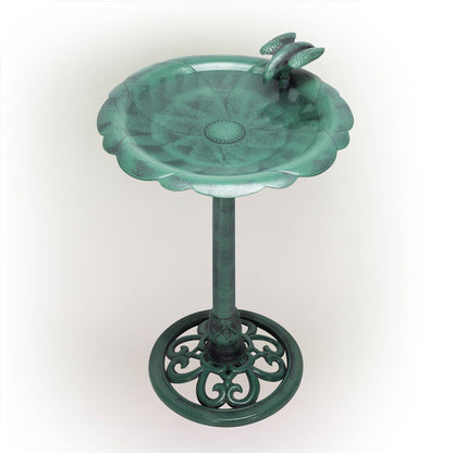 Alpine Corporation Flower Birdbath with Bird Decoration