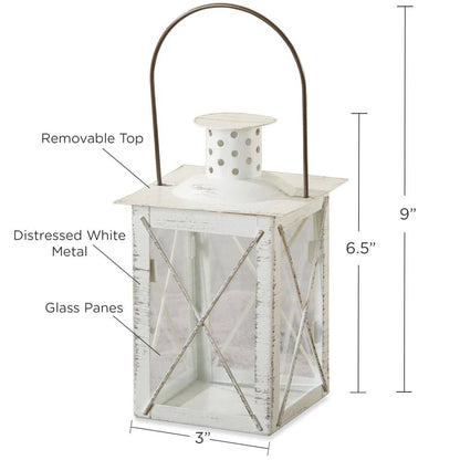 Luminous White Lantern Tea Light Holder - Medium