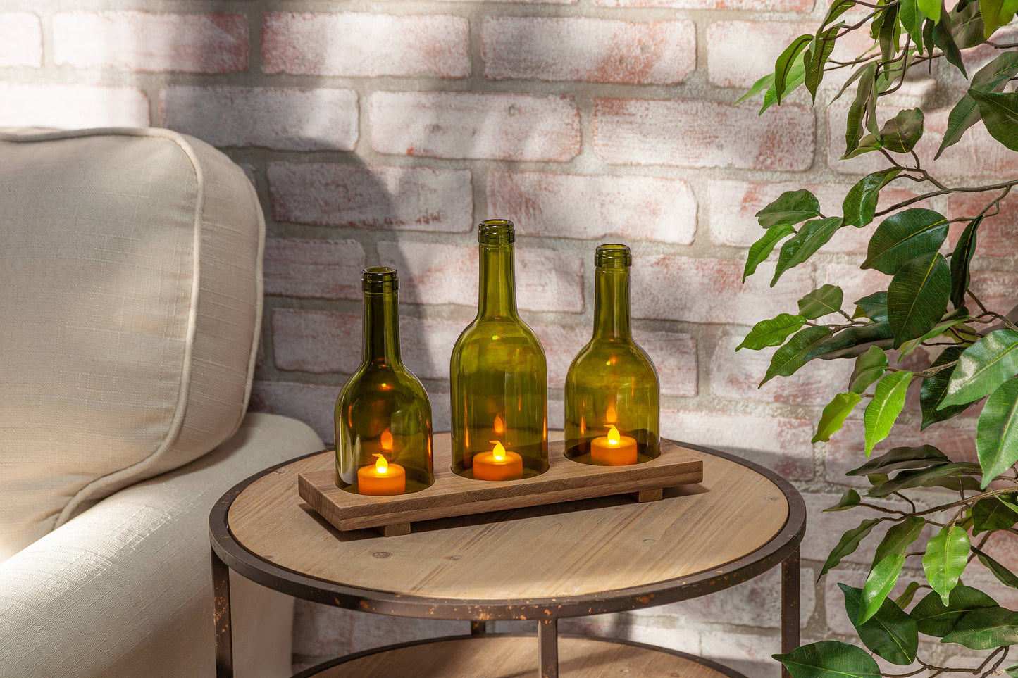 Gerson Company Wine Bottle Tea Light & Tray