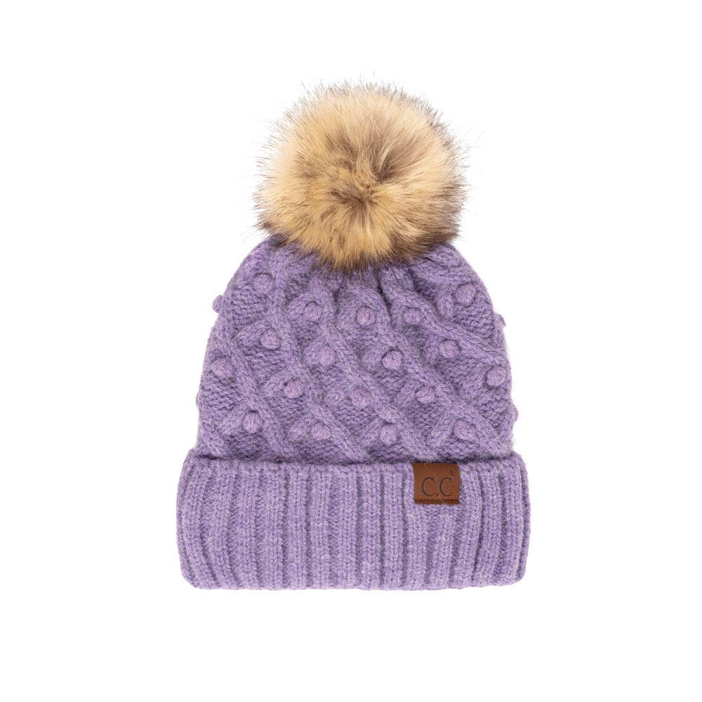 C.C Bobble Beanie Hat: Wine