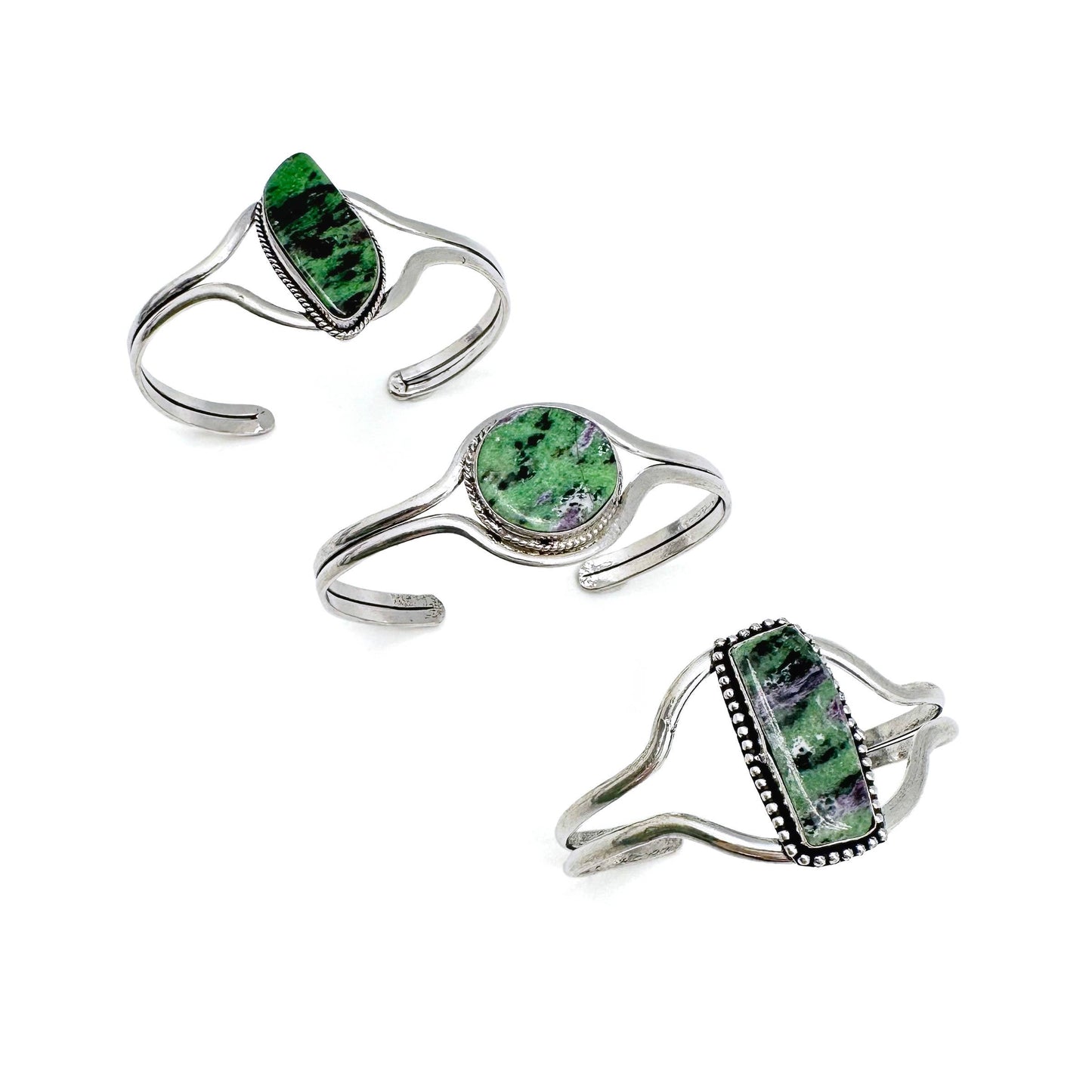Kashi Semiprecious Stone Cuff - Ruby Zoisite