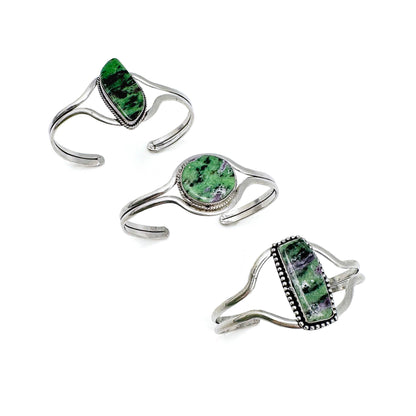 Kashi Semiprecious Stone Cuff - Ruby Zoisite
